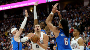 Jokic, Strawther star as Nuggets down Thunder to tie series