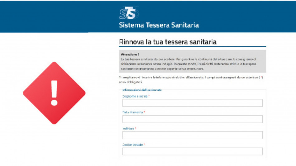 False mail per il rinnovo della tessera sanitaria, il Ministero invita all'attenzione