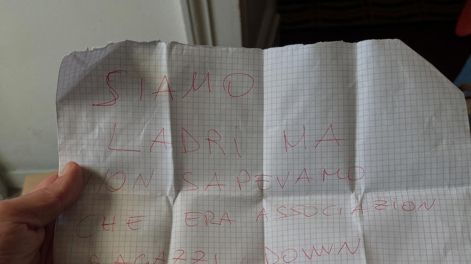 'Non sapevamo foste disabili',ladri restituiscono le Colombe